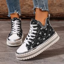 New High Top Canvas Shoes Women's Breathable Platform Casual Versatile Comfortable Single Shoes