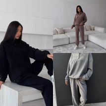 Mode Frauen Sport 2-teiliges Set Casual Lange-sleeve Halb-hohe Revers Zipper Hoodie Tasche Hosen Lose anzug Dame Hosen Outfits