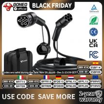 GONEO Cavo di ricarica EV/PHEV con borsa per il trasporto, cavo automatico ibrido trifase 11kW,22kW,7kW tipo 2 compatibile per veicoli elettrici
