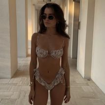 Push-Up-Bikinis, sexy Damen-Badeanzüge, weibliche Badebekleidung, 2025, Bikini-Set, floraler Badeanzug, Badeanzüge, Strandmode, Rüschen-Biquini