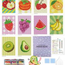 ForeverYoung DIY Diamond Painting Kits Fruit Diamond Art Kits Mini Square Drill Post Cards, for Beginners, Gift, Room Decoration