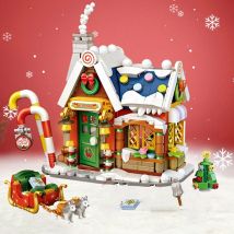 Mini Building Block Casa di Natale Set Città fai da te Vista su strada Casa Slitta Ornamenti assemblati Regalo giocattolo educativo per bambini