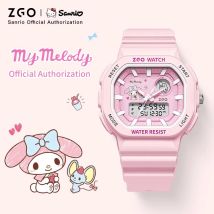 ZGO X Sanrio My Melody New Electronic Watch Dual Display Waterproof Luminous Student Watches Multi-Functional Digital Watch 810