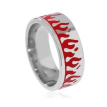 Punk Flame Pattern Rings For Women Red Stainless Steel Ring Men Luxury Brand Wedding Ring Men Jewelry
