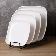 Weißer Speiseteller aus Melamin, quadratisches Fast-Food-Gerichte, Serviertabletts für Schule, Reis, Essen, günstige Tischdekoration und Zubehör für Hotels