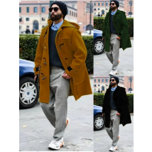 Streetwear männer Jacke Casual Graben Horn Tasten Lose Mit Kapuze Outer Jacken Extra-lange Männer Kleidung Für Herbst Winter