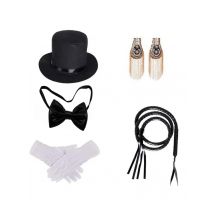 Halloween Ringmaster Roleplay Costume Accessorice Kit Fedoras Top Hat Epaulets Bow Tie Whip Gloves Adult Magic Stage Performance