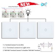 2way 3 way 1gang Double Wall Switch Light Touch Dual Switches With Tempered Glass Panel 240V No Wifi No RF433