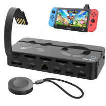 G1002F Switch Docking Station with 4K HDMI Gigabit Ethernet USB 2.0 Hub PD 100W Game Card Reader for Nintendo Switch OLED Lite