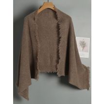 Gestrickter Quastenschal, großer Schal, 100 % Wolle, Damen-Accessoires, Herren-Winterschal, Wickelumhang, lässig, weich, warm, Cappa, gemütlich, 160 x 57 cm