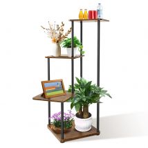 Espositore per fiori con supporto per piante a 4/5/6 livelli, resistente e stabile, struttura in metallo e tavola di legno, per giardino interno ed esterno