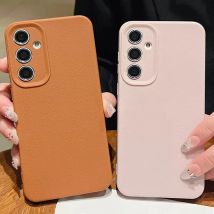 Luxus Leder Textur Fall Für Samsung Galaxy S25 Rand S24 FE S23 S22 Ultra S22 Plus Stoßfest Reine Farbe Silikon Telefon Abdeckung