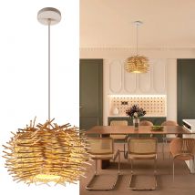 Vintage-Kronleuchter, E27-Kunst-Pendelleuchte aus Bambus, Retro-Deckenlampe für Wohnzimmer, Küche, Schlafzimmer, Café, Bar