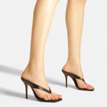 Neue Sexy Sommer Sandalen Frauen Mode Flip-flops Dünne High Heels Karree Casual Party Sandalen Schuhe Leder Sexy Rutschen