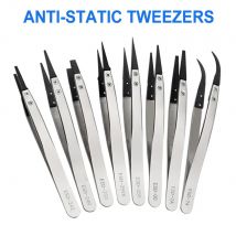 1 Piece Anti-Static ESD Tweezers Replaceable Tweezers Tips Stainless Steel Body Carbon Fiber Conductive Plastic Tweezers