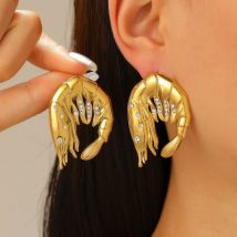DIGADAGU Luxus Garnelen Schmetterling Simulation Ohrstecker Edelstahl Übertriebene Ohrringe Damen Schmuck Party Zubehör