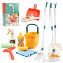 12 pz/set Set di Pulizia per Bambini Kit di Forniture per Lavori Domestici con Paletta Scopa Secchio Mop Set di Pulizia Gioca a Casa Giocattoli per Ragazzi e Ragazze