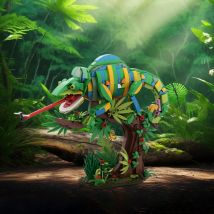 MOC Chameleon Model Building Blocks Horror Reptile Desert Lizard DIY Design Insect Botanical Bricks Toy Adults Gift