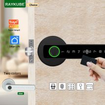RAYKUBE M5 Tuya BLE Inteligentny Zamek do Drzwi na Odcisk Palca Cyfrowy Elektroniczny Zamek z Hasłem/Kluczem/Kartą IC/Smartlife/ Otwieranie przez Aplikację Tuya