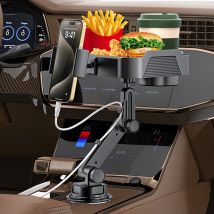 Auto-Tasse-Telefonhalter, erhalten Ständer, Tablett, 360-Grad-Drehung, Tischschlitz, Lebensmittel organisiert, verstellbar, für den Innenbereich, Snack-Getränkehalter