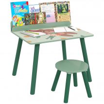 AIYAPLAY Mesa y Silla Infantiles de 2 Piezas con Estante para Libros Verde