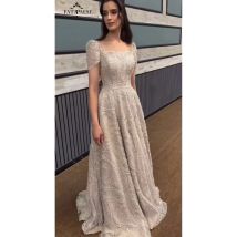 FATAPAESE Luxuriöse Saudi-Arabien-Abendkleider 2026, volles Perlen-Kurzarm-Abschlussballkleid, exquisites Hochzeits- und Verlobungskleid