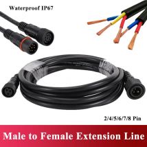 Wasserdichtes Stecker-zu-Buchse-Verlängerungskabel, IP67, 2, 3, 4, 5, 6, 7, 8-poliges LED-Licht-Anschlusskabel für den Außenbereich, 0,3–2,5 quadratischer Anschlusskabel