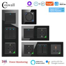 COSWALL WIFI / Zigbee Smart EU-Steckdose / Schalter mit Typ-C & ein Dual-USB-Schnellladegerät mit Stromüberwachung Alice DIY-Modul
