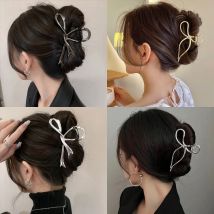 2024 New Vintage Ribbon Bow Hair Claws Exquisite Metal Hair Clip Clasp Hairpins For Women Hair Accessories Barrettes Shark Clips