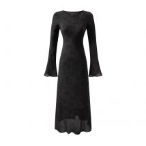 Französisches Sommerkleid für Damen, reines Verlangen, würziges Mädchen, sexy Mode, schwarzes Rundhals-Langarmkleid, schlanker mittellanger Rock