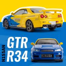 1:32 GTR R34 R35 Spielzeug Legierung Modellautos Druckguss Metall Miniaturfahrzeuge 4 Türen geöffnet Sound Licht zurückziehen Modelle für Kinder Geschenk
