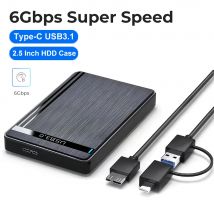 Type-C External Hard Drive Case 2.5 inch SATA to USB3.1 3.0 HDD Enclosure 2-IN-1 6Gbps HD Disk Storage Box For PC MacBook Laptop