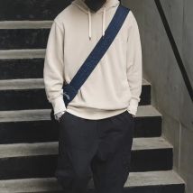 Maden Retro Herren Einfarbig Langarm Hoodies Sweatshirt Casual Lose mit Kordelzug Pullover für Männer Herbst Streetwear Top