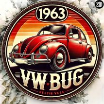 Vintage-Metallschild „VW Beetle“ 1963, wasserfeste, mit Folie geschnitzte Dekoration für Garage, Zuhause, Bar und Café |   Ideales Weihnachtsgeschenk