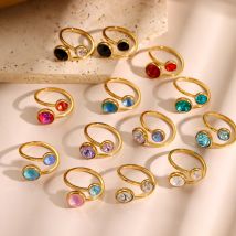 CARLIDANA Zarte Runde Zirkonia Edelstahl Gold Farbe Einstellbar Mode Offenen Ring Hohe Qualität Chic Frauen Schmuck