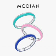 Modian Sterling Silber Klein Blue Emaille Ring funkeln cz Ewigkeit stapelbare Party Ringe für Frauen edlen Schmuck