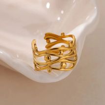 Multilayer Edelstahl Chic Ringe Für Frauen Gold Farbe Hochzeit Ästhetischen Paar Ring Trendy Koreanische Schmuck Zubehör Geschenk