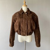 Jxwatcher Damen-Jacke aus echtem Wildleder, Damen-Schaffell-Bomberjacke, Herbstmode, Übergröße, Ledermantel, 2025, Neuankömmling