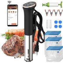 Karinear WIFI Sous Vide Kit Set con Pompa Estrattore Borsa Sigillata Clip con Tempo di Temperatura LED Fornello di Precisione in Acciaio Inossidabile I