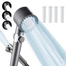 Soffione doccia portatile a 3 modalità con spazzola per massaggio filtri in cotone One-click Stop soffione doccia ad alta pressione a risparmio idrico per il bagno