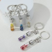 Hübsche Blumen Schlüsselanhänger, fünf Farben, Glaspflanzen, Traumstern-Schlüsselanhänger für Frauen und Mädchen, gutes Freundschaftsgeschenk, handgefertigter DIY-Schmuck
