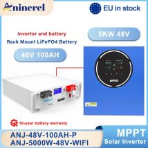 Convertitore solare ibrido a doppia uscita ANENJI 5KW 48V e 48V 100AH ​ ​ Batteria rack LiFePO4 Sistema solare Controller 500VDC MPPT 100A