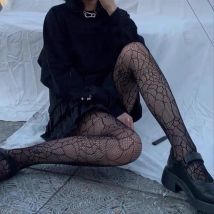 Primavera Estate Sottile Party Club Collant Scuro Scavato Calze A Rete Donne Gotico Spider Web Rete di Pesce Collant di Seta Nera