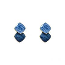 Royal Blue Series Stud Earrings Collection Heart Bowknot Circle Square Geometric Klein Blue Crystal Earrings Women Jewelry