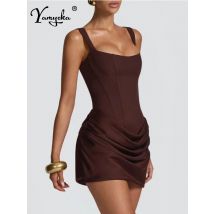 Sexy backless slip folds white summer dress women elegant birthday party dresses woman bodycon evening short dresses vestidos