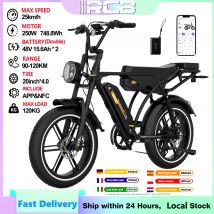 Bicicleta eléctrica RCB de 20", bicicleta eléctrica con aplicación y NFC, bicicleta para adultos, batería extraíble de 48 V 31,2 Ah, motor sin escobillas, 7 velocidades, asiento trasero, LCD