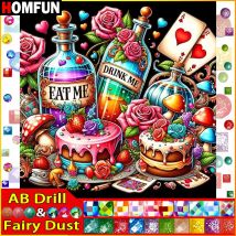 HOMFUN Fairy Dust AB Diamantgemälde voller quadratischer/runder Diamant „Landschaft Flasche Blume“ Muster Stickerei 5D Strassgemälde