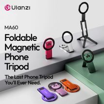 Ulanzi MA60 Foldable Magnetic Phone Tripod 0.8cm Ultra-Slim for iPhone 16 15 Dual-Sided Magnetic Holder Desk Mount Handle Tripod