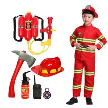 Junge Rote Feuerwehrmann Halloween Cosplay Uniform Spielzeug Jungen Sam Feuerwehr Männer Rolle Arbeit Kleidung Anzug Mädchen Leistung Party Kostüme