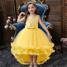 Frühlings-Kind-Kleid für Mädchen, Blumenschwanz-Prinzessinnenkleid, flauschiges Kleid, Weihnachtskleid, geeignet für Kinder im Alter von 3 bis 12 Jahren